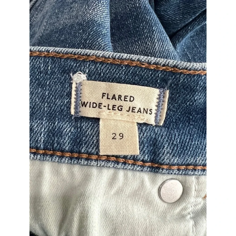 Madewell Flared Wide Leg Jeans Medium Wash High Rise Raw Hem Women's 29 Stretch - Picture 3 of 12